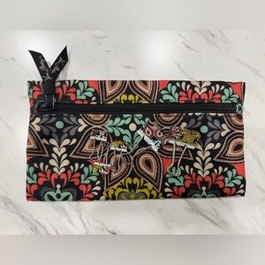 Vera Bradley - Pencil Pouch - Money Bag - Paper Clips - Sierra Black Teal Orange